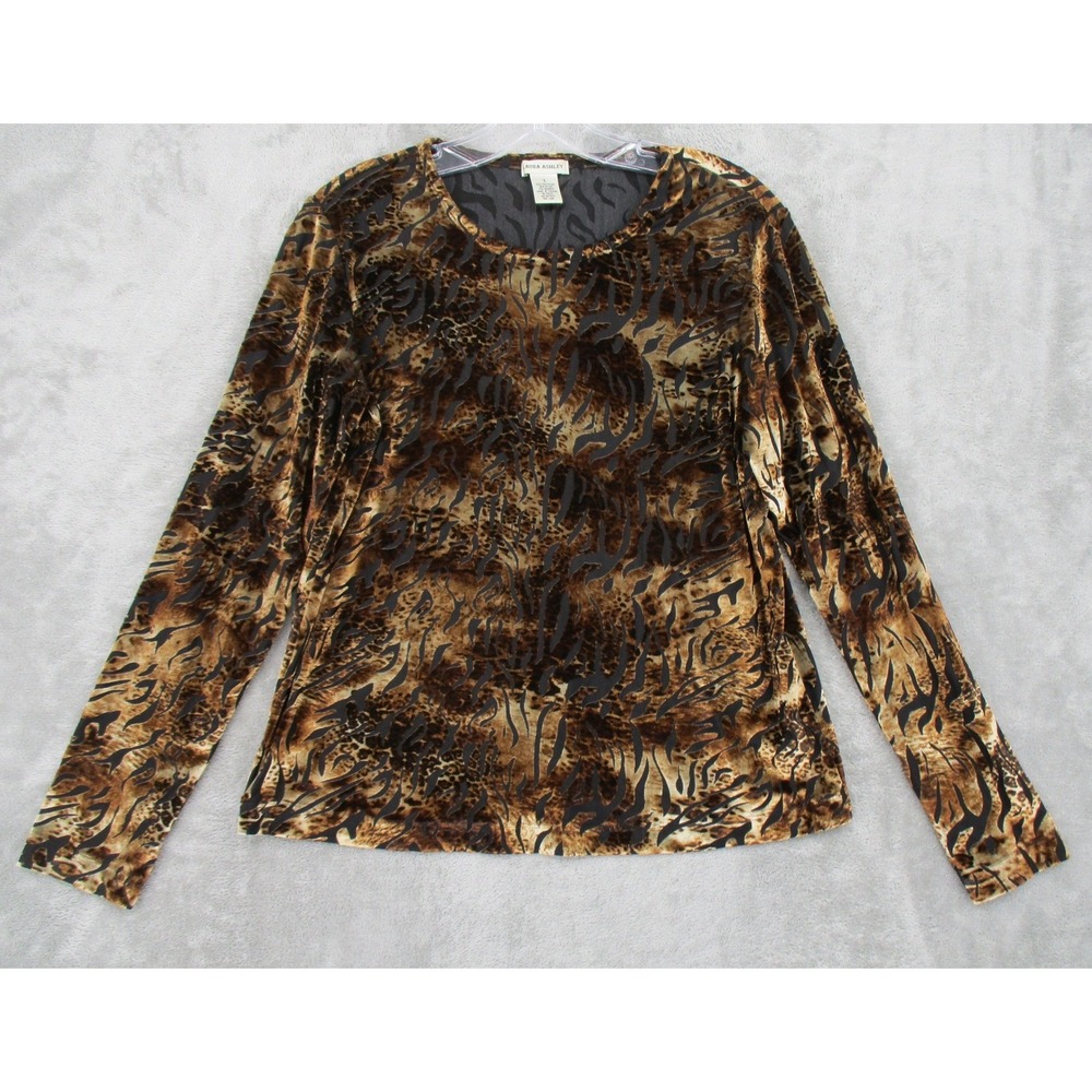Laura Ashley Blouse Womens Small Animal Print Velvet Burnout Whimsigoth Mobwife